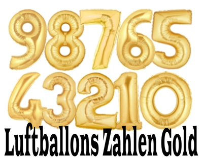 Luftballons Zahlen in Gold